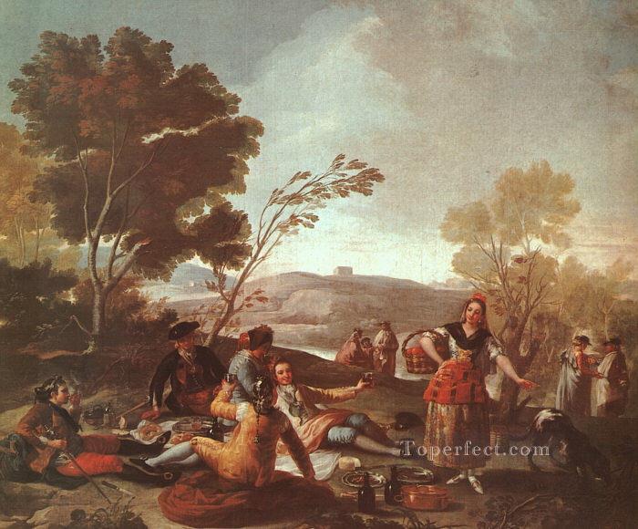 Picnic a Orillas del Manzanares Romántico moderno Francisco Goya Pintura al óleo